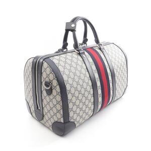Gucci Duffle Blue Leather White Navy Supreme Ivory Bag GG Boston Canvas